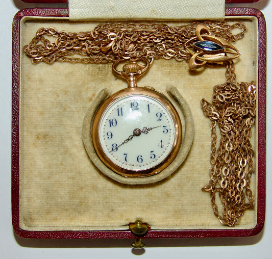 Damen - Taschenuhr um 1900 Gold 585